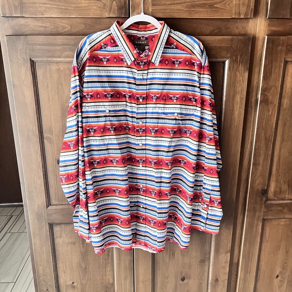 Ariat- Men's‎ Southwestern Print Long Sleeve Pearl Snap Shirt Size XXL/ NWT